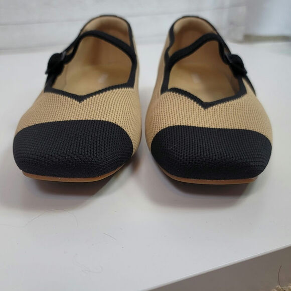 VIVAIA Square-Toe Mary-Jane (Margot Mary-Jane) in Nude Peach/Black, sz 41.5/10 - Picture 8 of 15